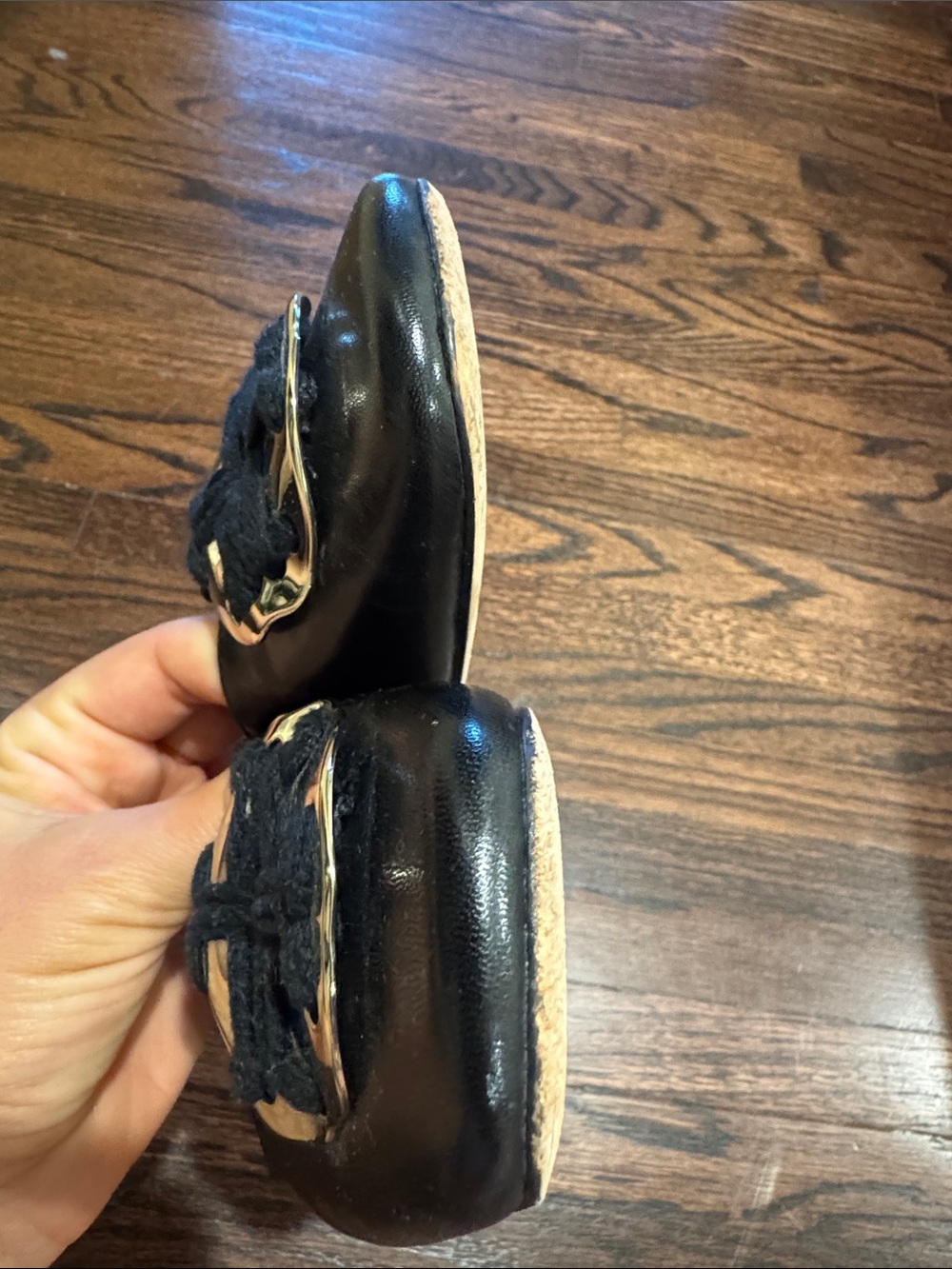 Tory Burch Black Slip-On Mules with Gold Logo Medallion - Picture 6 of 6